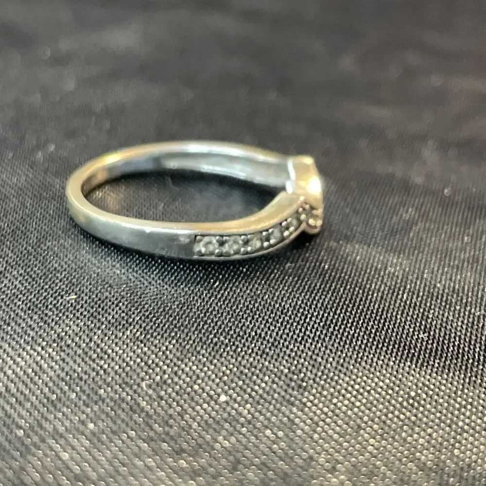 Vintage EC 925 Sterling Silver Curved Chevron Eternity Band Ring Sz 7